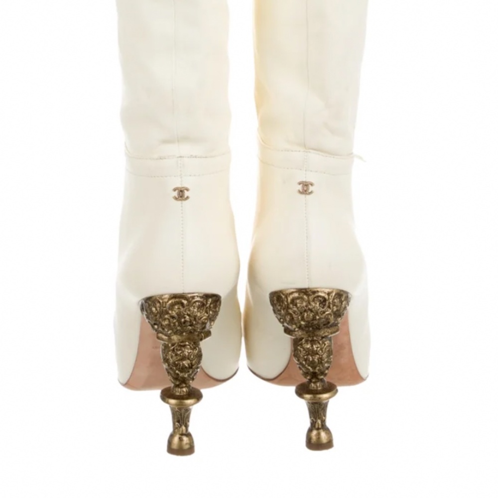 Chanel Haute Couture white leather boots